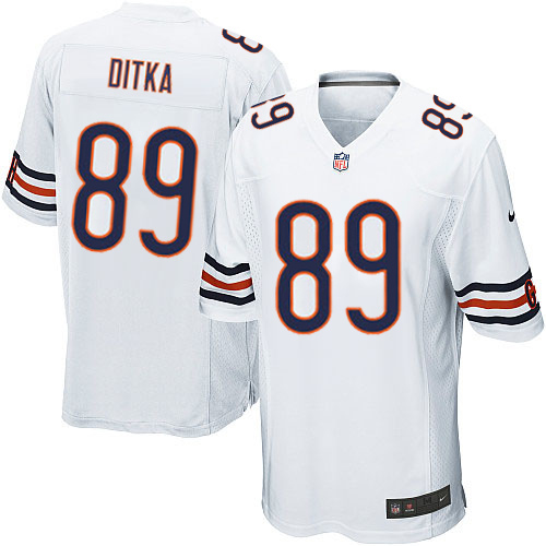 Men's Game Mike Ditka Nike Jersey White Road - #89 NFL Chicago Bears